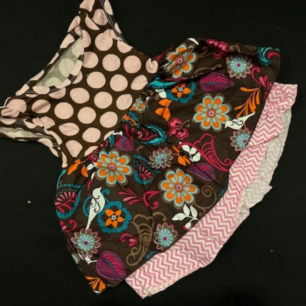Pink & Brown Floral Polka Dot Ruffle Pant 3 pc Set  7373  12 months NWT Boutique